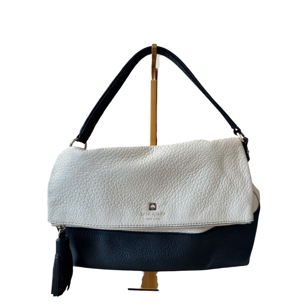 Kate Spade New York Southport Ave Mini Maria Satchel Off White Black Leather Bag